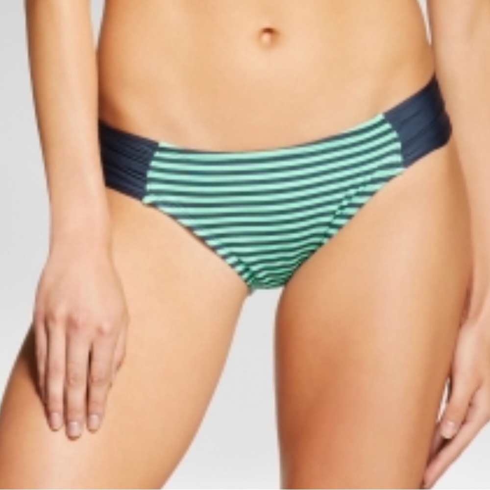 Navy and Teal Striped Bikini Bottom